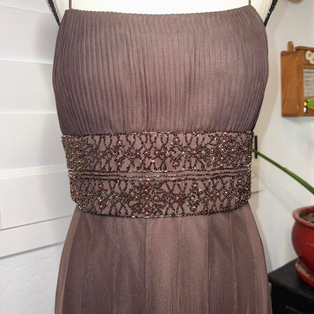 Y2K boho fairycore beaded chocolate brown formal evening maxi dress gown - Picture 4 of 8